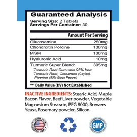 Hip and Joint Dog Supplement - Dogs Joint Health Complex with Turmeric and MSM - Supports Hips and Joints - Dog glucosamine Soft Chews - 3 Bottles (180 Tablets)