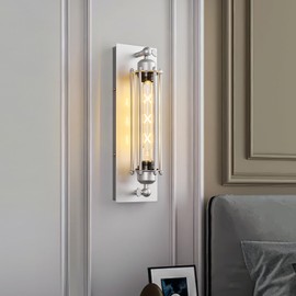 BBLLWJ Silvery Industrial Wall Sconce Set of Two, Farmhouse Wall sconces Lantern Light Vintage Wall Light Fixture with E26 Base Wall Mounted Lighting for Porch Corridor Living Room Stair Porch