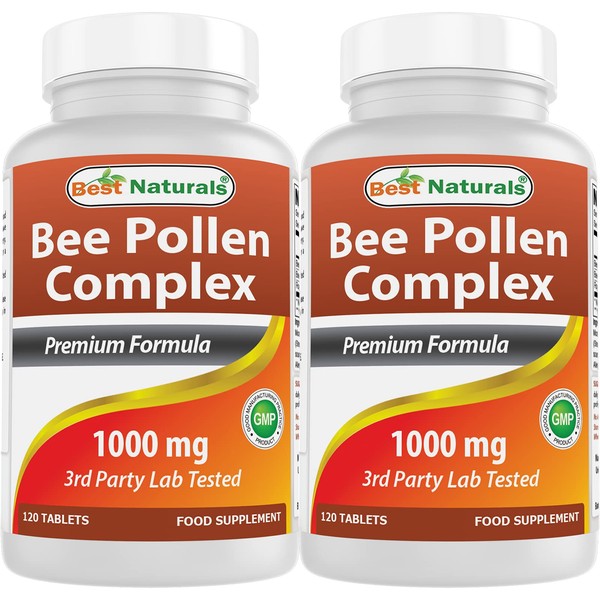 Best Naturals Bee Pollen Complex 1000 Mg 120 Tablets (120 Count (Pack of 2))