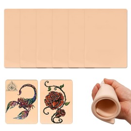 ELLECILA 3MM Tattoo Practice Skin, 6Pcs 7.8" x 5.9" Blank Reusable Double Sided Tattoo Training Skin for Beginners and Artists