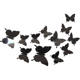 ALLICERE 12Pcs 3D Butterfly Removable Wall Decals DIY Home Decorations Art Decor Wall Stickers Murals for Babys Kids Bedroom Living Room Classroom Office(Color:Black)