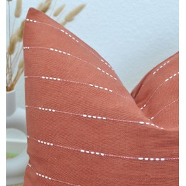 20 x20 inches Woven Striped Cotton Pillow Covers Terracotta / Patterned Contemporary Luxury Cushion Covers Burnt Orange / Simple & Modern Throw Pillow Cases For Living Room Sofa, Couch, Bed, Set of 2