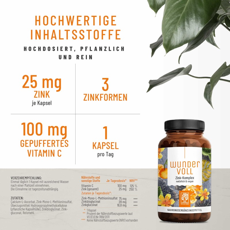 Zinc 25mg - Triple Vitamin C Zinc Complex with Zinc