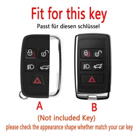 HIBEYO Car Key Case Fits Land Rover LR2 LR4 Discovery Range Rover Sport Evoque Leather Key Box Key Shell Fits Jaguar XF E-Pace E-Tempo Protective Case Remote Control B Black