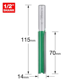 Trend CraftPro Straight Two Flute Router Cutter Bit, 1/2 Inch Shank, 14mm Cut Diameter & 70mm Cut Length, Tungsten Carbide Tipped, C023DX1/2TC