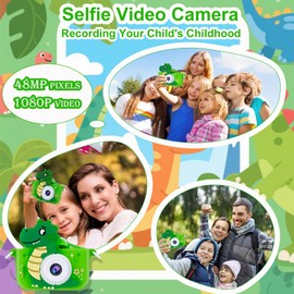 Kids Camera, 64GB Digital Camera Toy for Kids, Dinosaurs Birthday Gifts for Boys Age 3-12, 1080P HD Video Camera for Toddler, Children Toys for 3 4 5 6 7 8 9 Year Old Boys