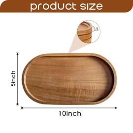 Hyuetrsa 12 Pcs Solid Acacia Wood Serving Trays, 10 Inch Rectangular Wooden Serving Platter Oval Wooden Plates Wood Cheese Plate Acacia Cheese Board for Charcuterie essert Snack Bread Fruit Appetizer