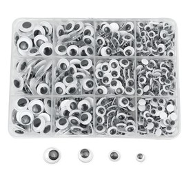 825 Pcs Black Wiggle Googly Eyes with Self-Adhesive, 6mm 8mm 10 mm 12mm Mixed Packaging