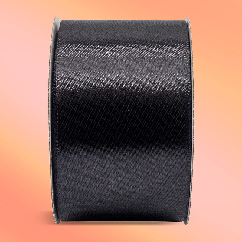 50mm Double Satin Black 25 Metres Ribbon Thickness 5cm Wedding