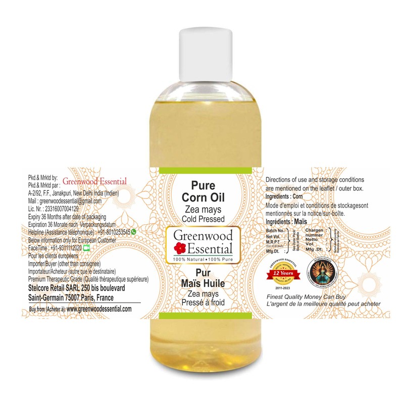 Greenwood Essential Pure Corn Oil (Zea Mays) Natural Therapeutic Quality