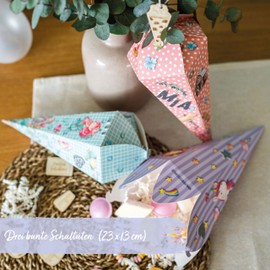 Papierdrachen school cones, Set of 3, Printed with Glitter Stickers - Girls - Set of 4