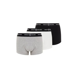 WESTMARK LONDON Men's Cotton Boxer Shorts with Elastic Waistband, Pack of 3, Black, ecru, grey, S