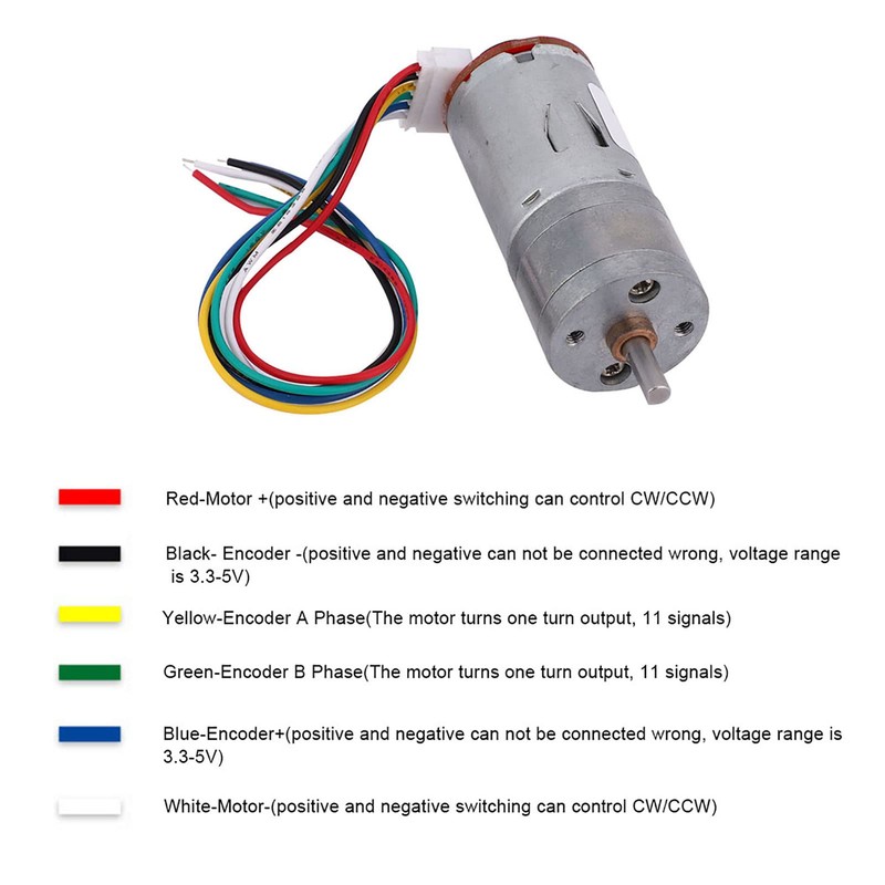 Gear Motor with Encoder, DC 12V Encoder Motor with Mounting