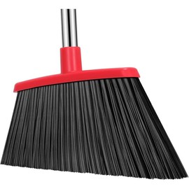 Heavy Duty Broom, 55 Inch Long Handle Outdoor Large Angle Brooms, Commercial Broom for Sweeping Indoor, for Home Garage Kitchen Office Courtyard Lobby Patio Lawn Concrete - Color: Black-red, Size: 1-Pack