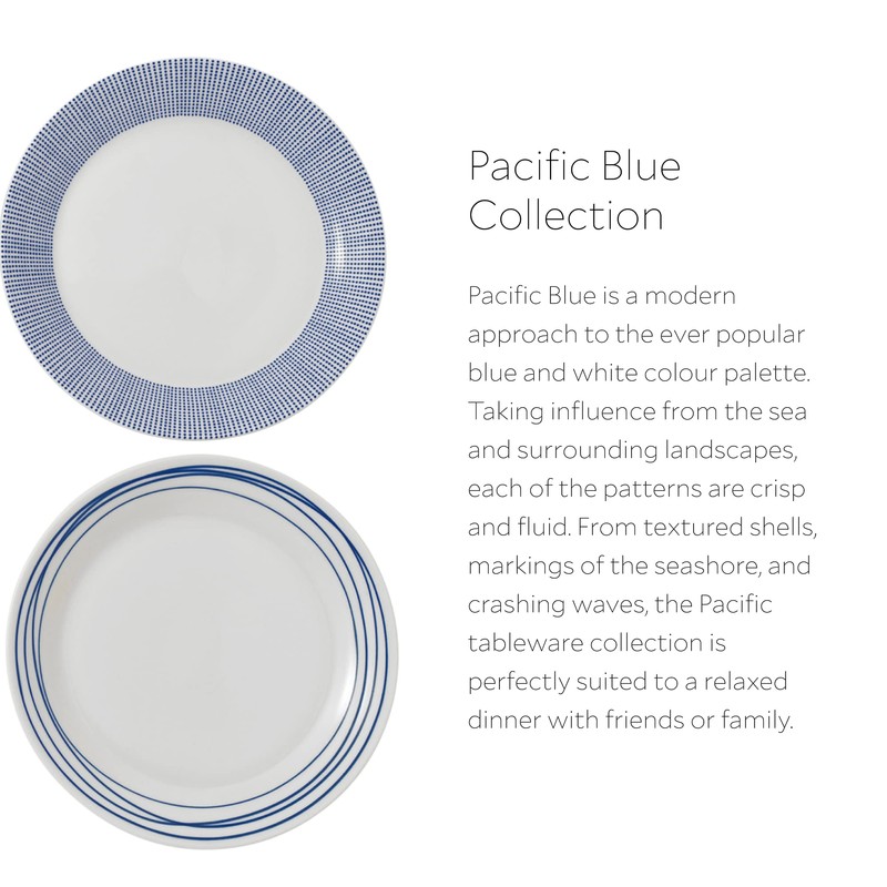 Royal Doulton Pacific Mixed Patterns Dinner Plates, 11.4", Blue/White, Set