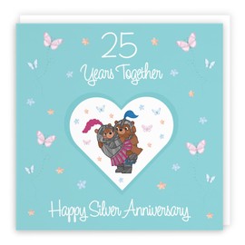 Hunts England - 25th Anniversary Card For Him Or Her - 25 Years - Silver Anniversary - Romantic Meadows - Fun Card - Anniversary Card For Couples, Boyfriend, Girlfriend, Husband, Wife, etc.