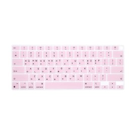 HRH Ultra Thin Korean Language Silicone Keyboard Cover Skin for MacBook Air 13.3" 13 inch 2020 with M1 Processor (Model A2337) Touch ID Accessories Protector-Light Pink