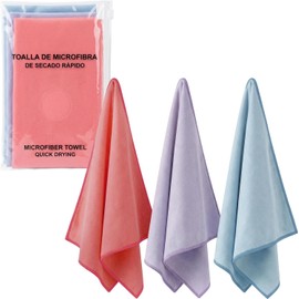 muno+ Toallas de Microfibra para Gym 65×39 cm – Set 3 Piezas Negras – Secado rápido, Ligeras y compactas – Ideales para Gimnasio, Entrenamiento y Deporte – Toallas Deportivas (Azul, Rosa y Morado)