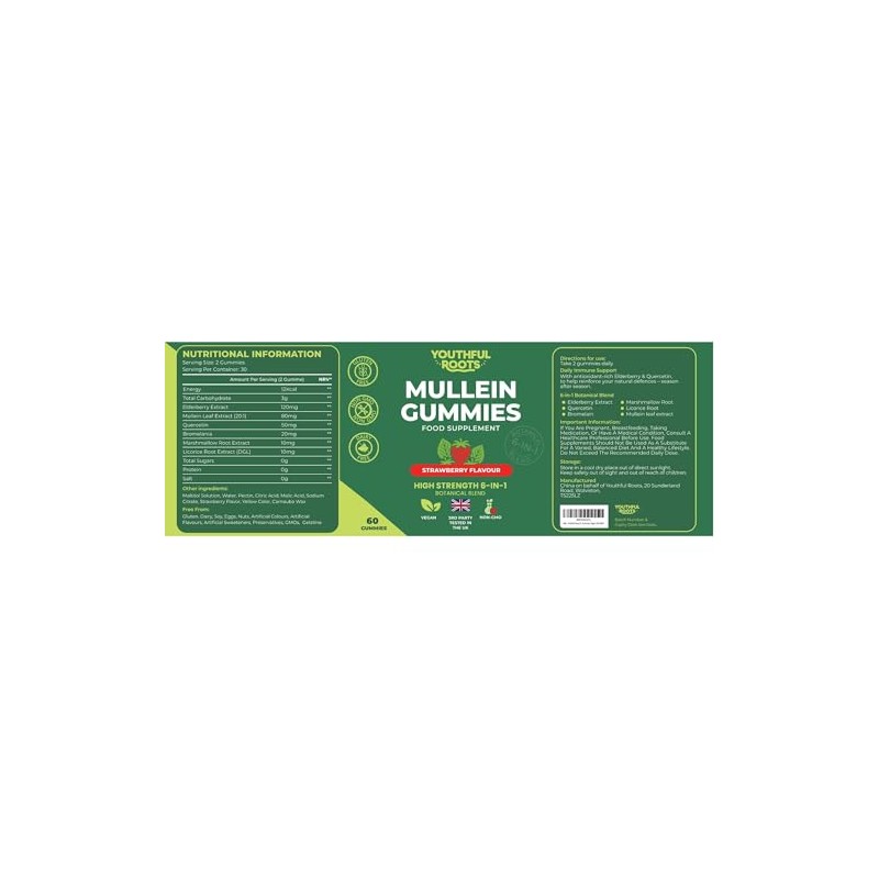 Youthfull Roots Mullein Gummies (2 Pack, Strawberry)