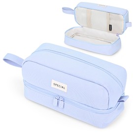 Yoeege Pencil Case, Pencil Case Large Aesthetic Pencil Case for Students Girls Adults Women School Stationery Office Storage Makeup Bag, blue, briefcase