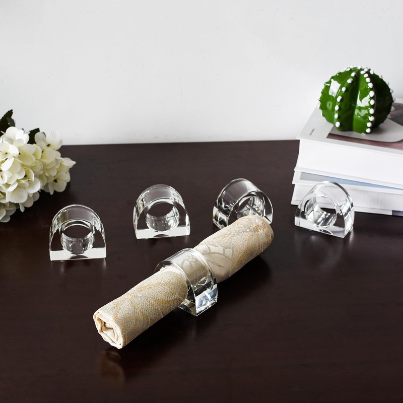 Marvala Crystal Napkin Rings, Elegant Dining Table Holders for Formal
