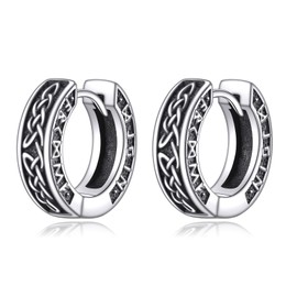 NIFUNAO Celtic Knot Hoop Earrings for Men Women Sterling Silver Viking Earrings Viking Jewelry Celtic Knot Jewelry