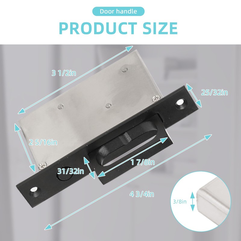 gifsin Sliding Pocket Door Hidden Handle, 304 Stainless Steel Pocket