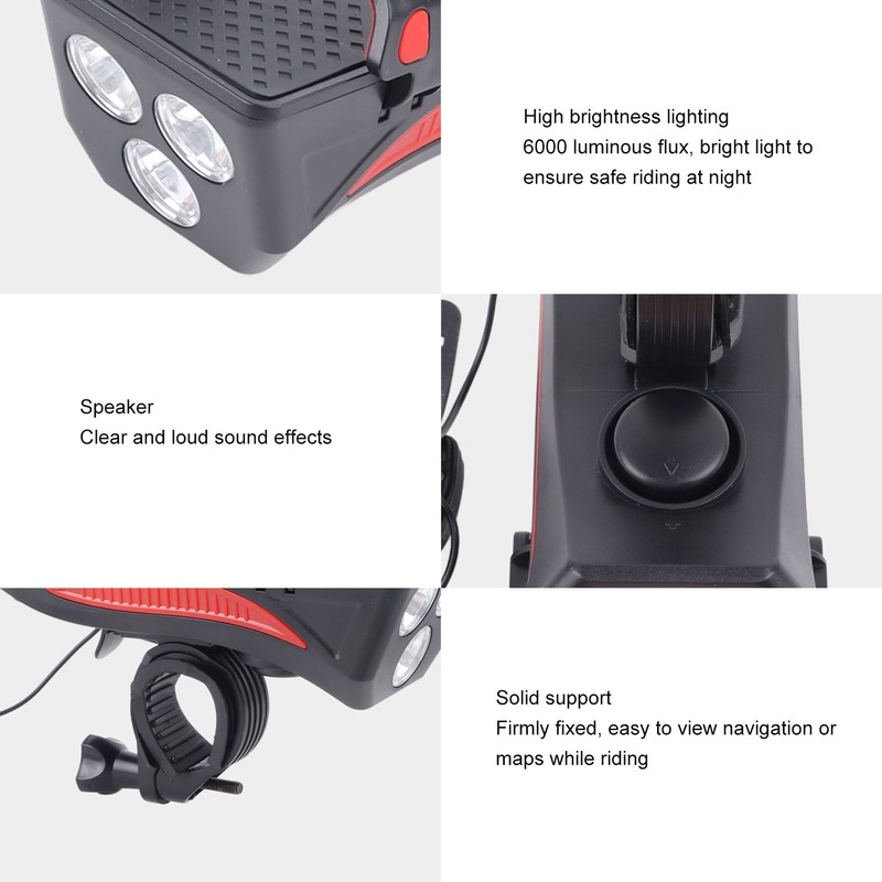 Bicycle Light Multifunctional Bike Phone Stand Headlight Speakers Kit for