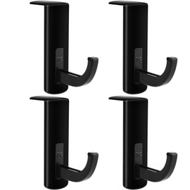 Mudder - Juego de 4 ganchos para monitor y audífonos, soporte para monitor, soporte para auriculares, gancho calcomanía, color negro