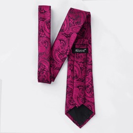 Alizeal Mens Gradient Paisley Necktie and Pocket Square Set, 170-black+hot Pink, One Size