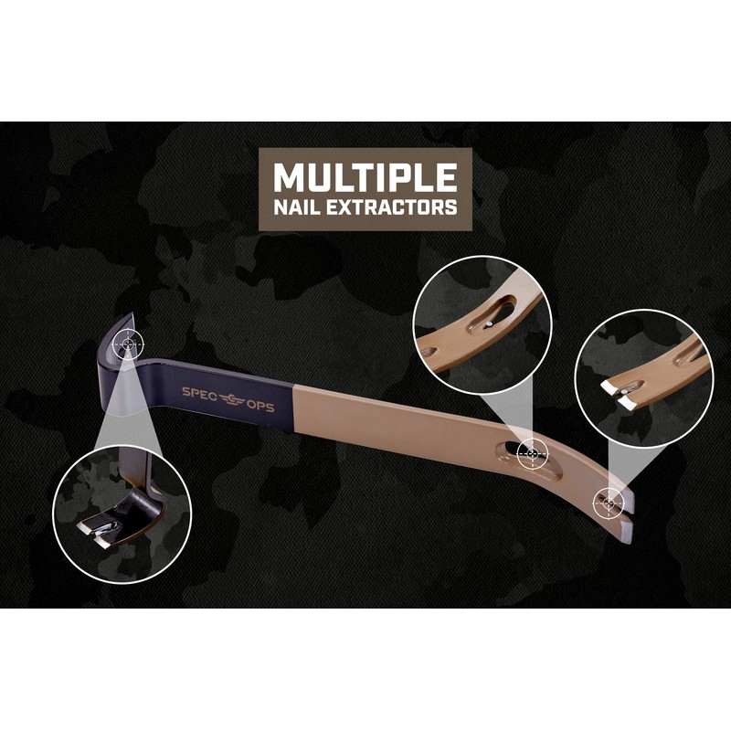 Spec Ops Tools 15" Flat Pry Bar Crowbar, Curved Rocker
