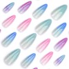 Colorful Press on Nails Medium Almond Fake Nails Shimmer False
