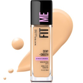 Maybelline Fit Me Dewy + Soft Foundation Maquillaje, Warm Nude, 1 unidad