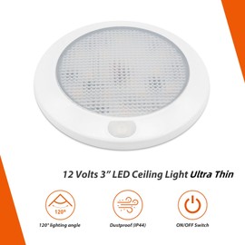 Dream lighting RV Lights 12 Volt RV Interior LED Cabinet Light with Switch Traier Puck Light 3000K White Lighting 3inch