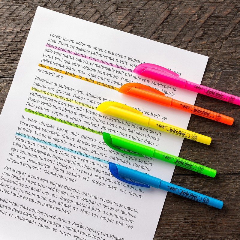 Bic Brite Liner Chisel Tip Highlighters Assorted (Pack of 24)