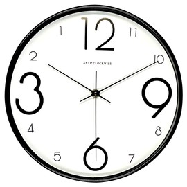 YRO Reverse Clock, Bolivian Clock, Reverse Clock, Left Clocks, Brain Training, Funny Clock, Strange Clock, Reverse Rotation, Unusual, 11.8 inches (30 cm) (Type B)