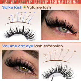 Focipeysa Volume Eyelash Clusters Wispy Lash Cluster with Spike Individual Lash Extension 12-20mm Cluster Lashes Extensions Salon Effect Thick Clusters Lash Extensions 270pcs