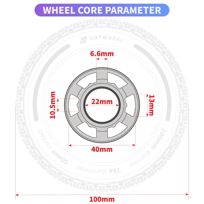 All-Terrain Longboard-Räder, 100 mm, Elektro-Skateboard-Räder, 78 A, hohe Rebound-Räder, Urethan-Räder