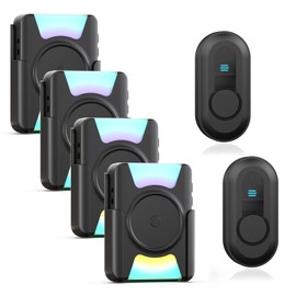 CallToU Hearing Impaired Doorbell, Waterproof Door Chime Kit 1000ft Wireless Door Bell Chimes with Mute Vibration & Flash Light 2 Push Buttons + 4 Portable Receivers for Home/Elderly/Senior/Patient