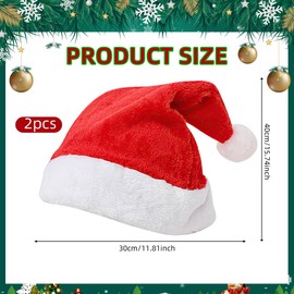 Pack of 2 Christmas Hat, Santa Hat, Adult Plush Santa Hat, Red Santa Hat, Warm Thick Santa Hat, Santa Hat for Men and Women