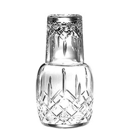 Barski - Mouth Blown - Hand Cut - Crystal - 2 Piece Set - 25 oz Bedside Night Carafe/Desktop Carafe with Tumbler Glass - 8.25" H - Made in Europe