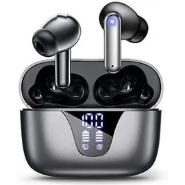 2025 Ear Buds Y90 Wireless Earbuds LED Display Fingerprint Touch Control 360° Surround Sound ANC ENC Hybrid 6-Mics Noise Cancelling Bass Stereo Sound Bluetooth 5.3 IPX-5 Waterproof USB-C Black