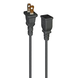 Jplenty Black Extension Cord 6 Feet Thin 2 Prong Extension Cord for Indoor Use Outdoor Use with Single Outlet - Ideal for Holiday Lights, Lamps, Cameras, Appliance (1 Pack)