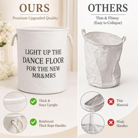 2 Pcs White Large Wedding Baskets with Handles 15.75 Inch Felt Storage Baskets for Holding Flowers Glow Sticks for Picnics Decoration Party Favors Gift Garden