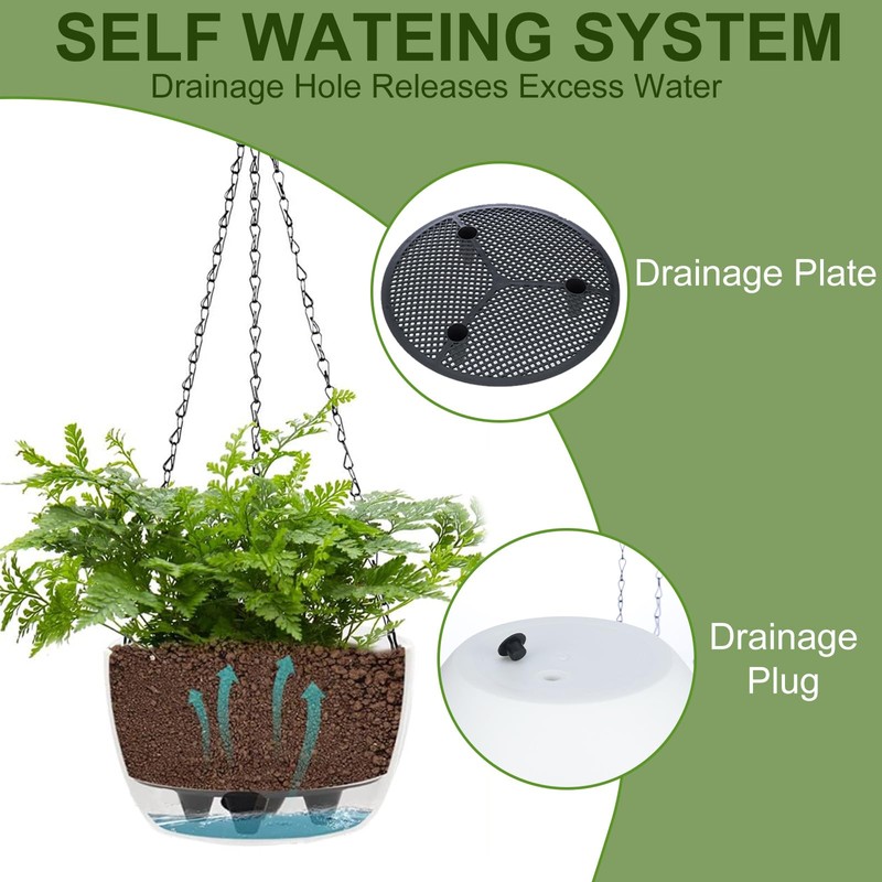 BAYN 2 Packs Solar Hanging Basket Planters for Plants Outdoor,