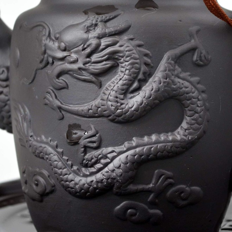 Clay Teapot Chinese Dragon Ceramic Tea Pot 20oz with Stainless