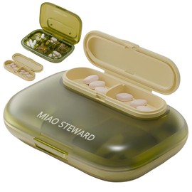 Miao Steward Portable Travel 6 Compartments Pill Case,Detachable, Light-Blocking, for Pocket Purse Daily Pill Box to Hold Vitamins (Green)