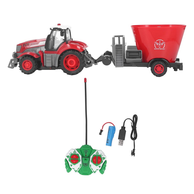 RC Farm Tractor with Trailer Remote Control Tractor Toy RC