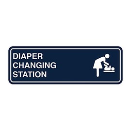 Signs ByLITA - Letrero estándar para cambiar pañales (azul marino/blanco) - M