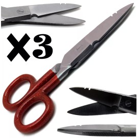Premium Instruments 3 Pcs Multi-Purpose Electrician Red Scissors 5.25" Cutting Stripping Wires